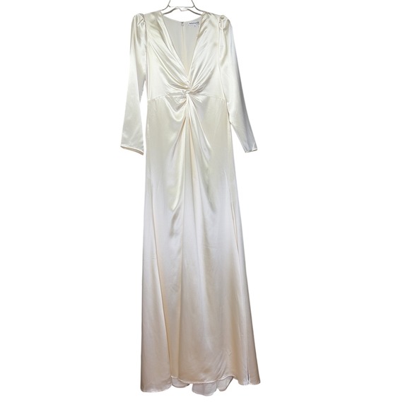 Reformation Delphi Ivory Silk Satin Twist Front High Slit Maxi Wedding Gown NWT - Picture 6 of 10